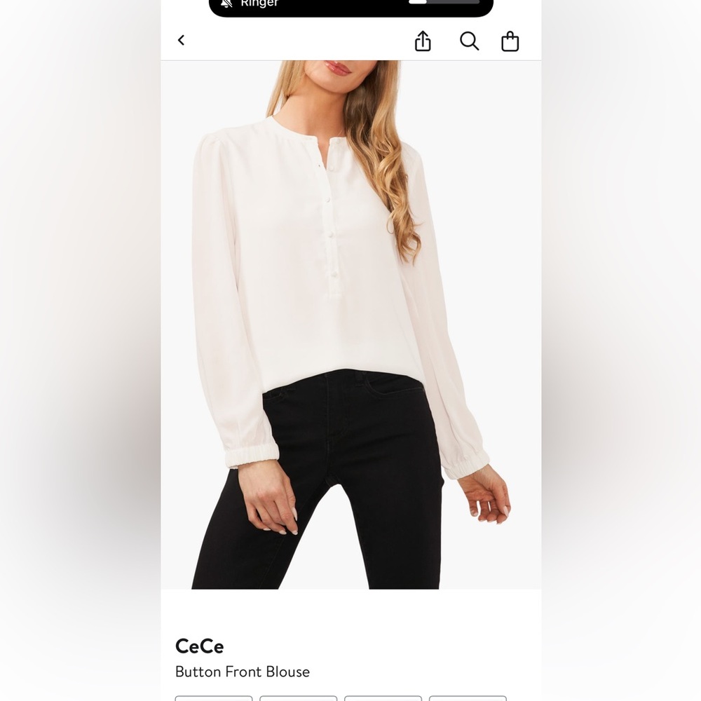 CeCe Cream Button-Front Long-Sleeve Blouse Nordstrom